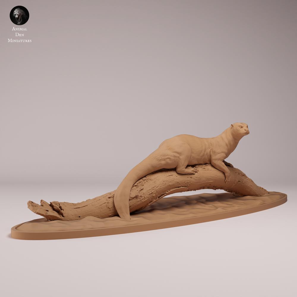 Photo du produit, figurine animale Animal Den Miniatures 1 : figurine d’animal sauvage : loutre géante sur un arbre (26_08_02)