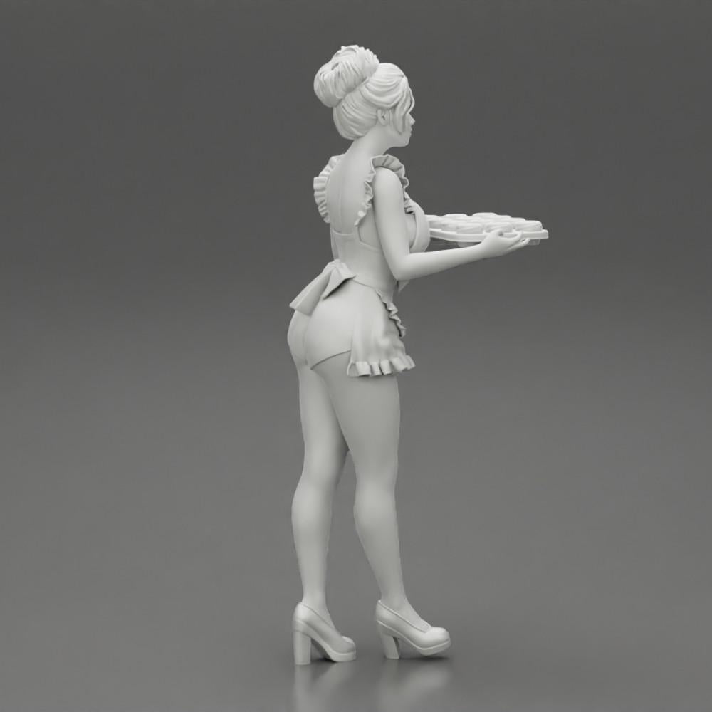 Diorama Modélisme Photo de produit 7 : Miniature diorama : Servante avec un plateau plein de cupcakes, figurine debout (Ref Nr. A48)