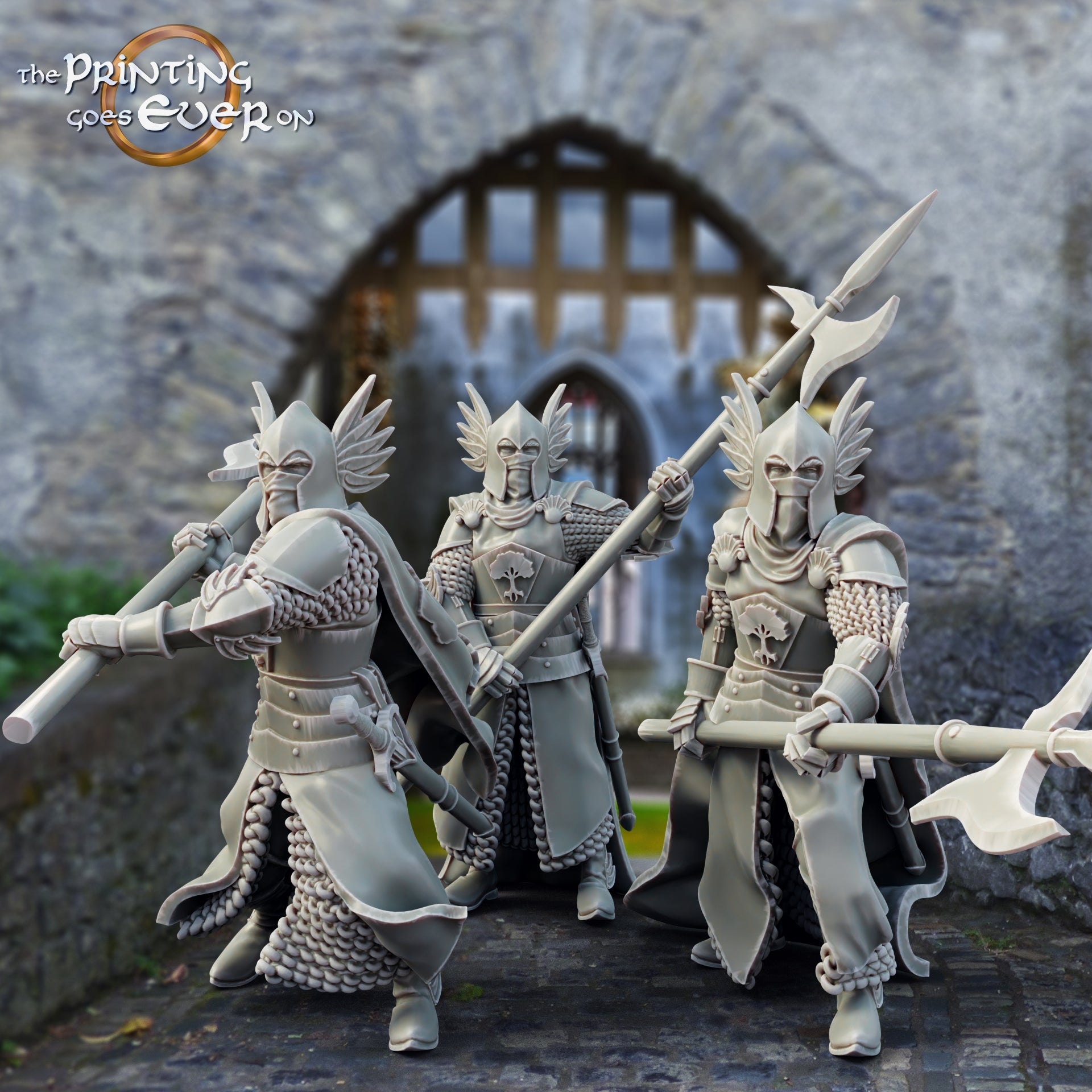 Photo du produit Tabletop 28mm The Printing Goes Ever On (TPGEO) 0 : Garde et archers : Troupe de chevaliers médiévaux - Guerriers de la ville blanche