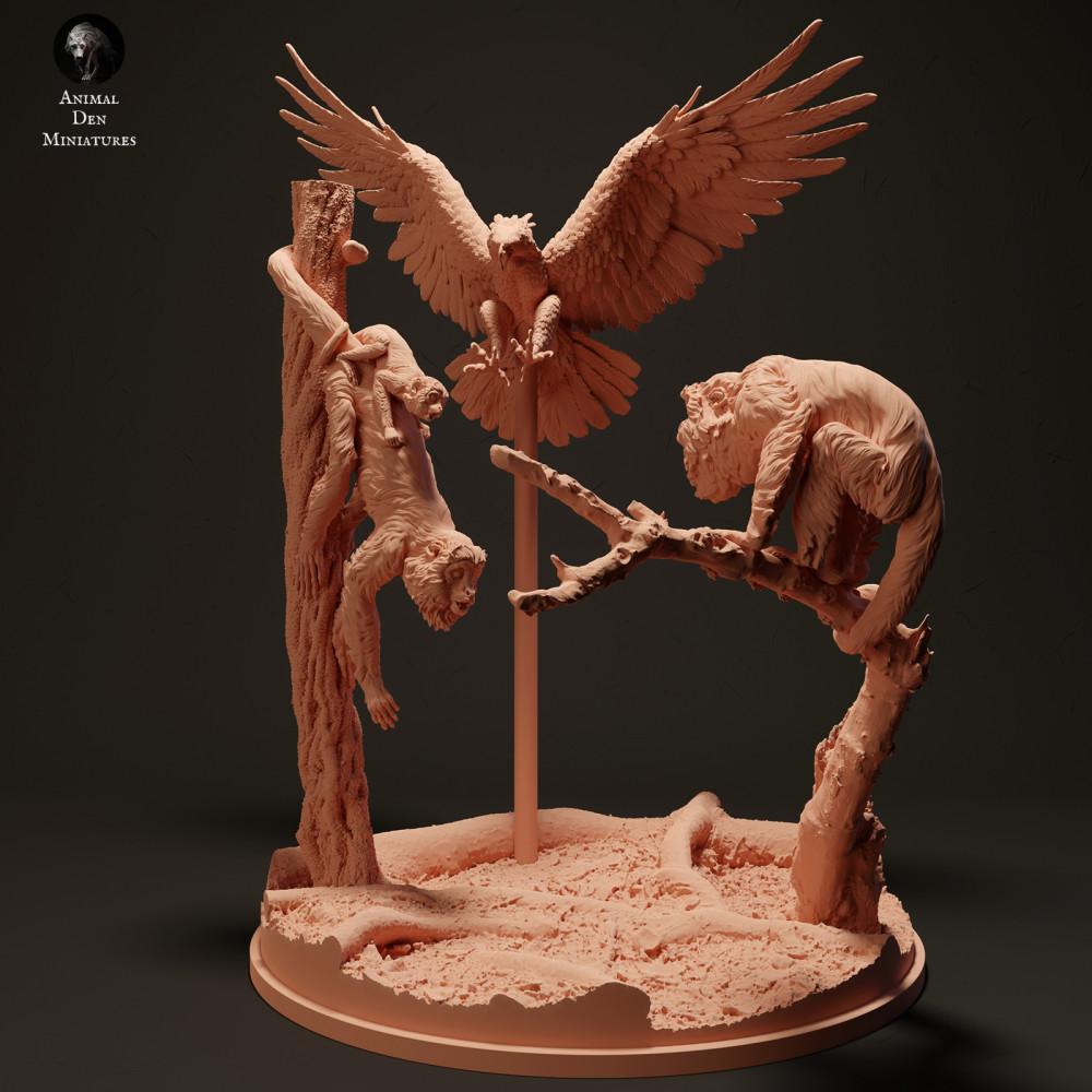 Photo de produit figurine animale Animal Den Miniatures 1 : figurine animale de jungle : Harpie - chasse des singes hurleurs roux (23_06_08)