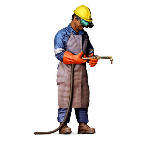 Figur debout : soudeur avec torche MIG et vêtements de protection (réf. n° 481) - Soudeur avec torche MIG complète et tuyau