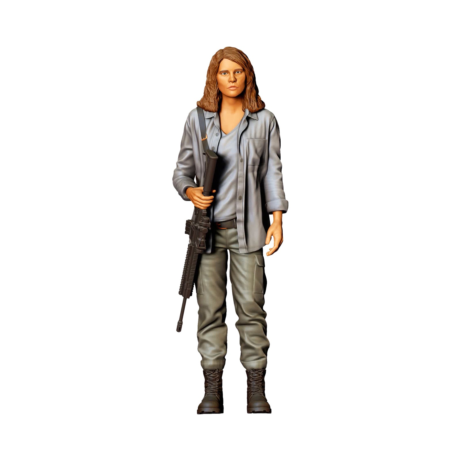 Stehende Figur: Frau mit Gewehr vor dem Körper (Ref. Nr. 496) - farbige Einzelansicht