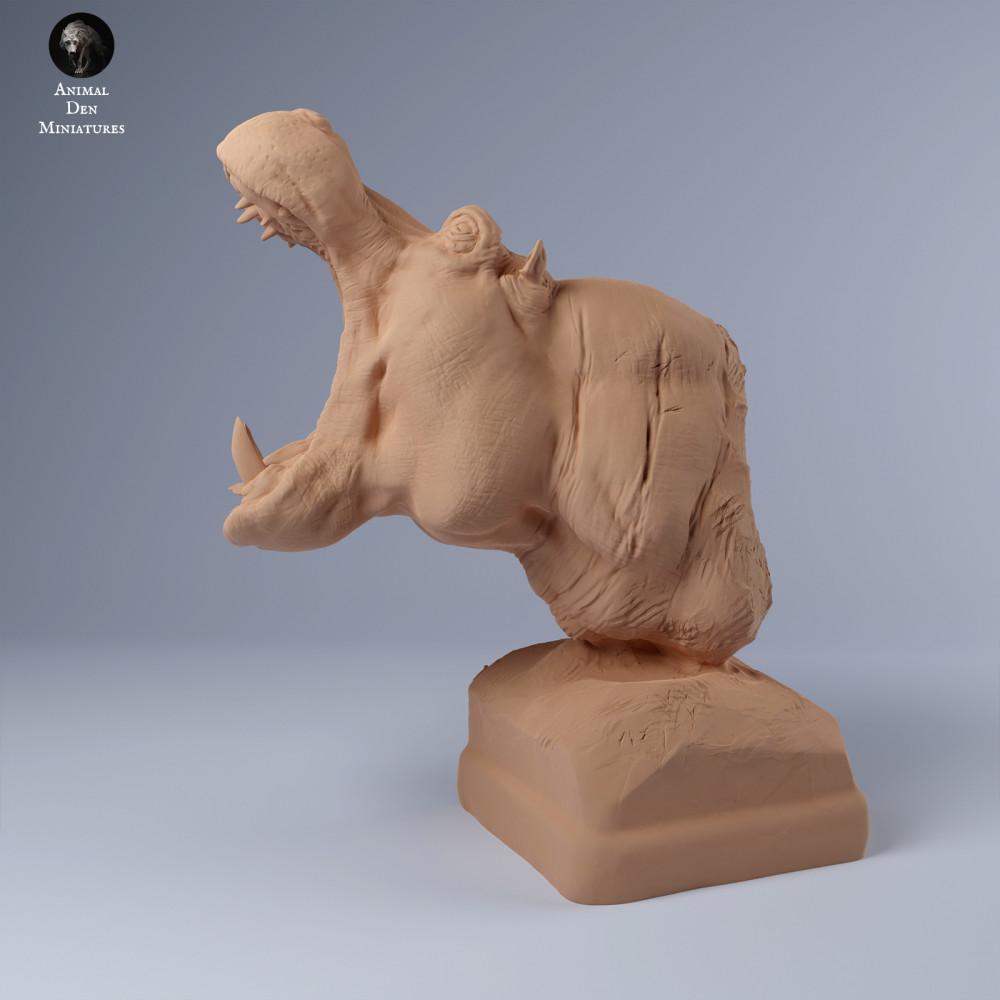 Photo du produit figurine animale Animal Den Miniatures 0 : figurine d’animal sauvage : buste d’hippopotame (24_03_13)