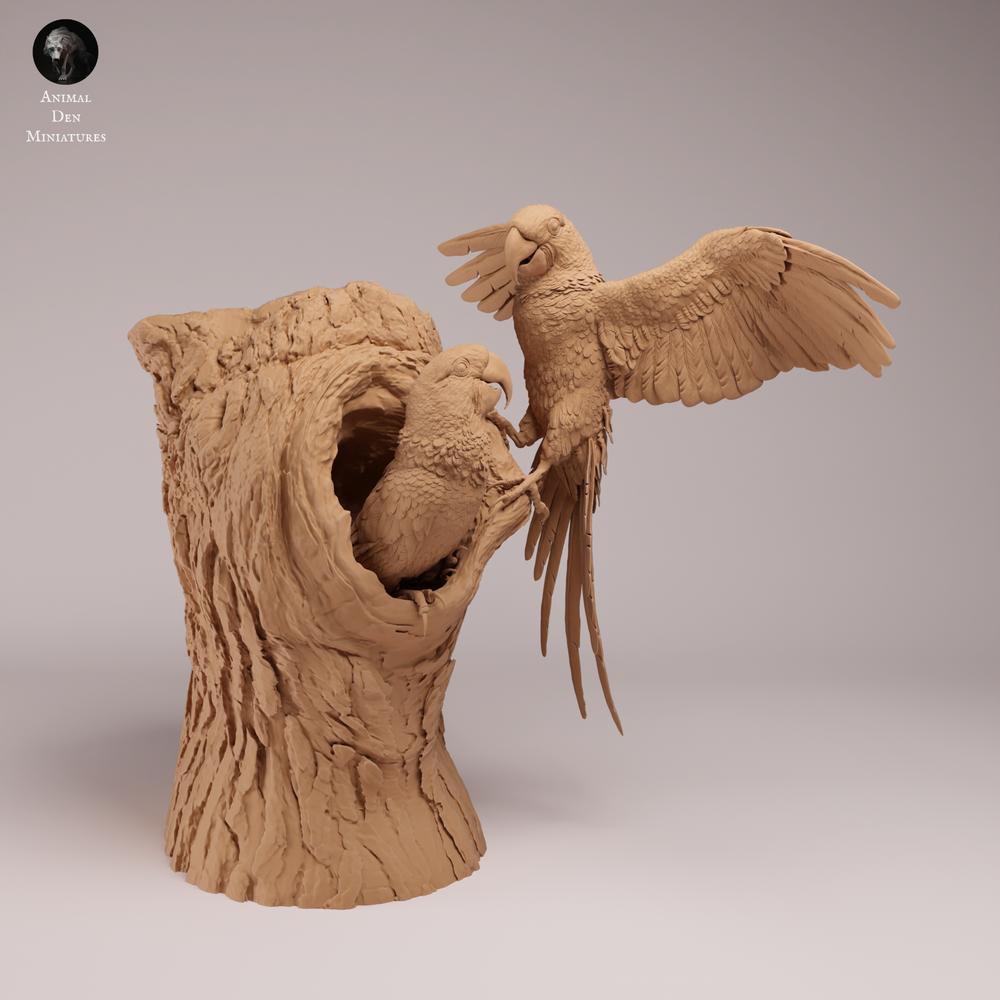 Photo du produit figurine animale Animal Den Miniatures 2 : figurine animale de jungle : aras hyacinthes au nid (26_08_06)