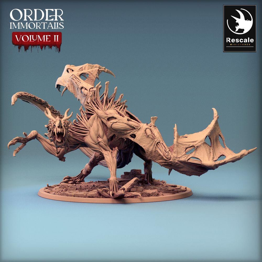 Photo de produit Tabletop 28mm Lord of the Print (LotP) 0 : Miniature Tabletop : Lignée démoniaque - Dragon Immortalis, bête infernale avec queue en faucille en position d'attaque (24_02_D1)