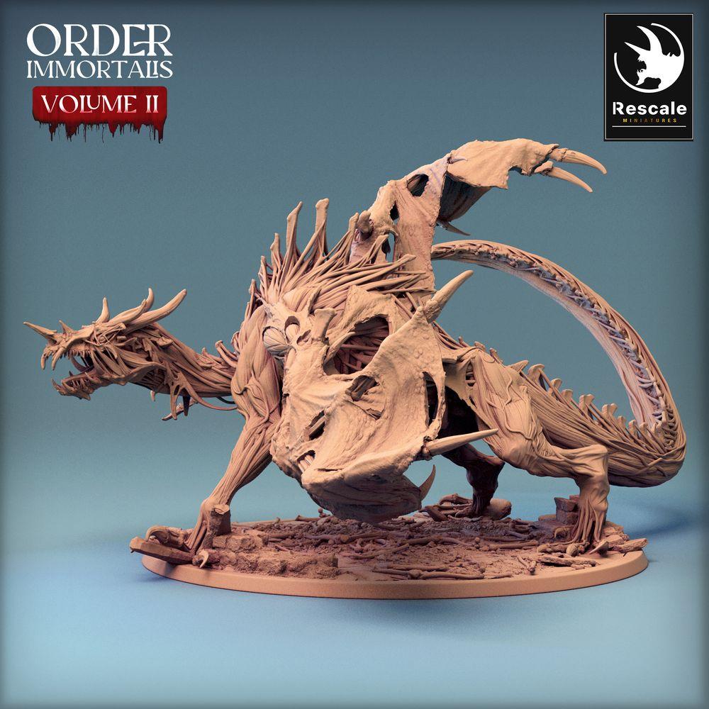 Photo de produit Tabletop 28mm Lord of the Print (LotP) 0 : Miniature Tabletop : Lignée démoniaque - Dragon Immortalis, bête infernale avec queue en faucille en position d'attaque (24_02_D1)