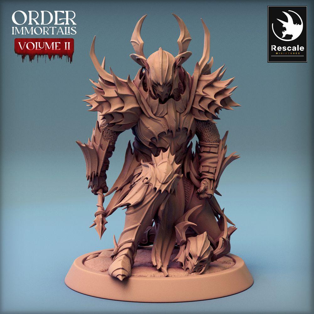 Photo de produit Tabletop 28mm Lord of the Print (LotP) 0 : Miniature Tabletop : Paladin Noir, Chevalier Démon, Chevalier de la Mort avec Matraque - Serviteur de Draven Evernight (24_02_G7)