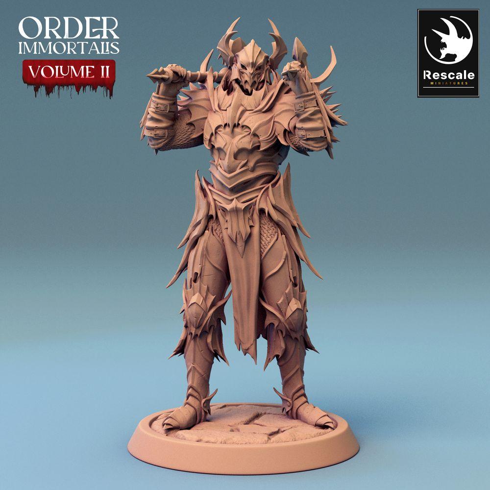 Image du produit Tabletop 28mm Lord of the Print (LotP) 0 : Miniature Tabletop : Chevalier Noir, Chevalier de la Mort avec Marteau à Deux Mains, Paladin Maudit - Personnage Boss, Guerrier d'Élite - Draven Evernight (24_02_G9)