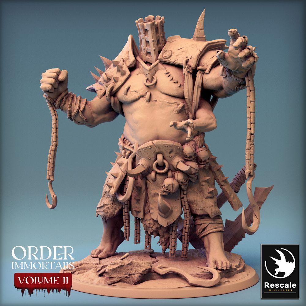 Photo du produit Tabletop 28mm Lord of the Print (LotP) 0 : Miniature Tabletop : Maître des Ogres avec crochet, bourreau et seigneur de guerre barbare - Poing d'Eradicus (24_02_F2)