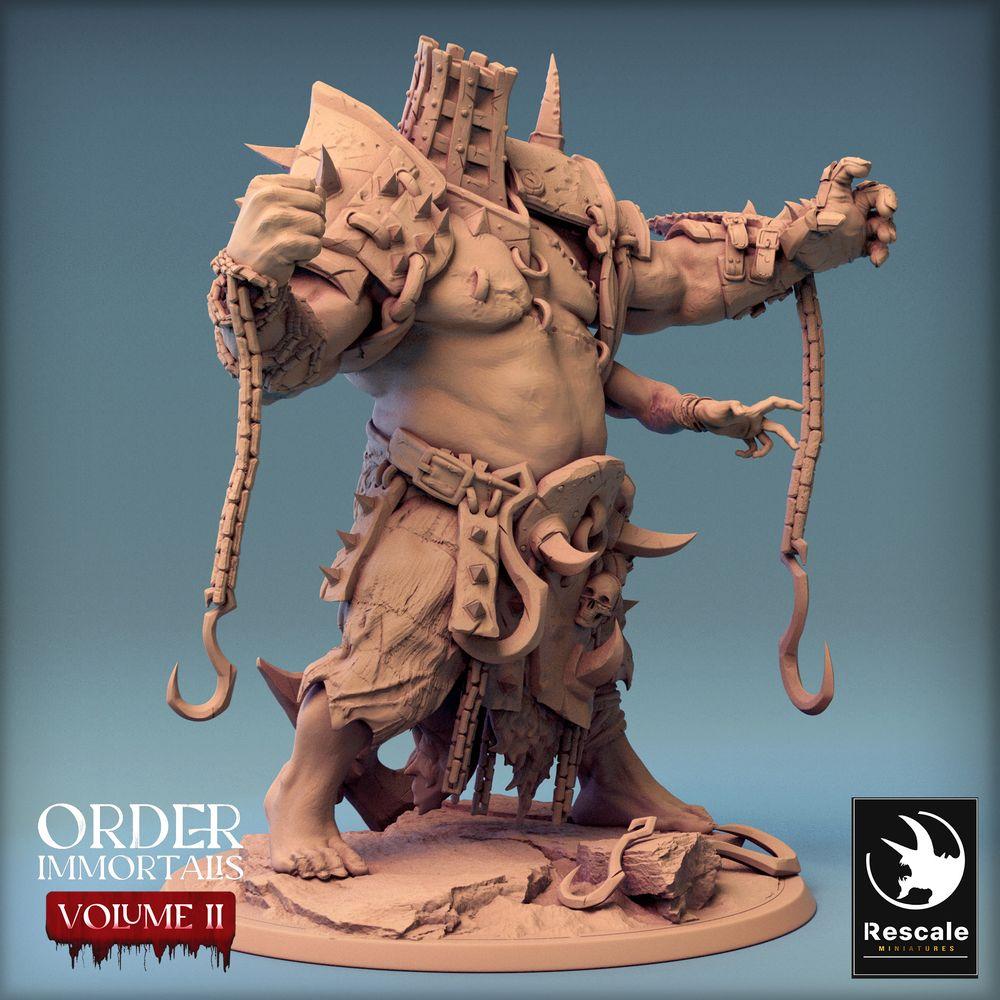 Photo de produit Tabletop 28mm Lord of the Print (LotP) 0 : Miniature de Tabletop : Maître des Ogres avec crochet, Bourreau et Warlord Barbare - Poing d'Eradicus (24_02_F2)