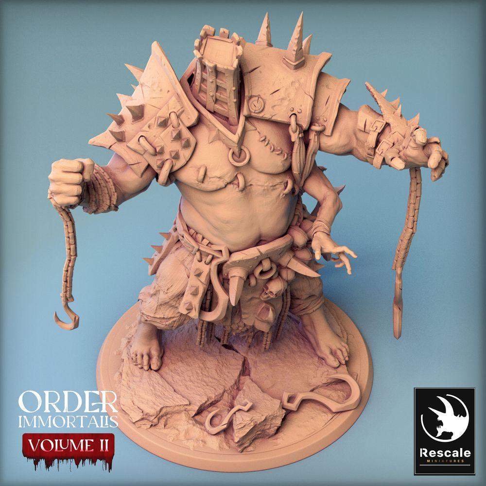 Photo de produit Tabletop 28mm Lord of the Print (LotP) 0 : Miniature Tabletop : Maître des Ogres avec crochet, Bourreau et Warlord Barbare - Poing d'Eradikus (24_02_F2)