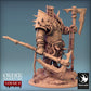 Photo de produit Tabletop 28mm Lord of the Print (LotP) 0 : Figurine Fantasy : Eradicus, chef barbare berserker avec hache à deux mains, combattant à la hache avec casque à cage, miniature boss (24_02_F3)
