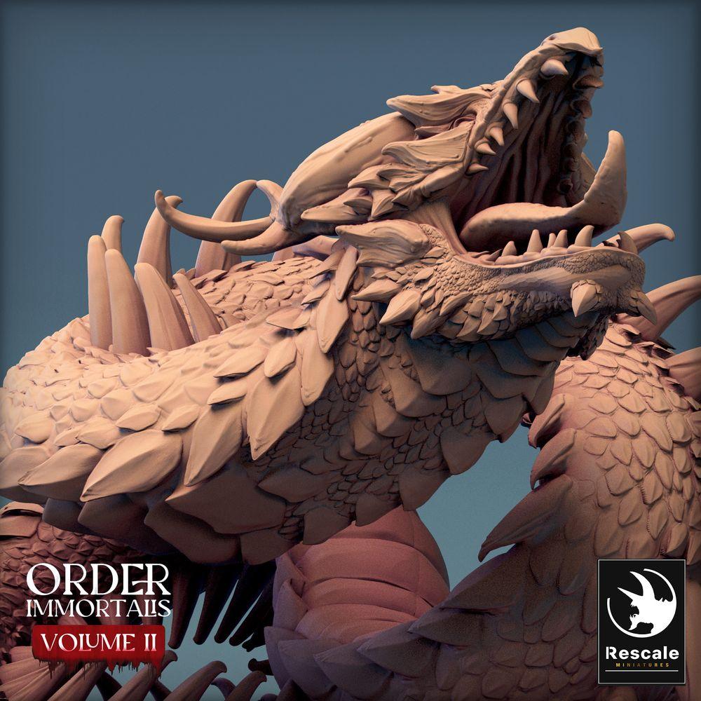 Photo de produit Tabletop 28mm Lord of the Print (LotP) 0 : Miniature Tabletop : Dragon serpent Lindwurm, Boss Wyrm, serpent géant enroulé (24_02_E1)