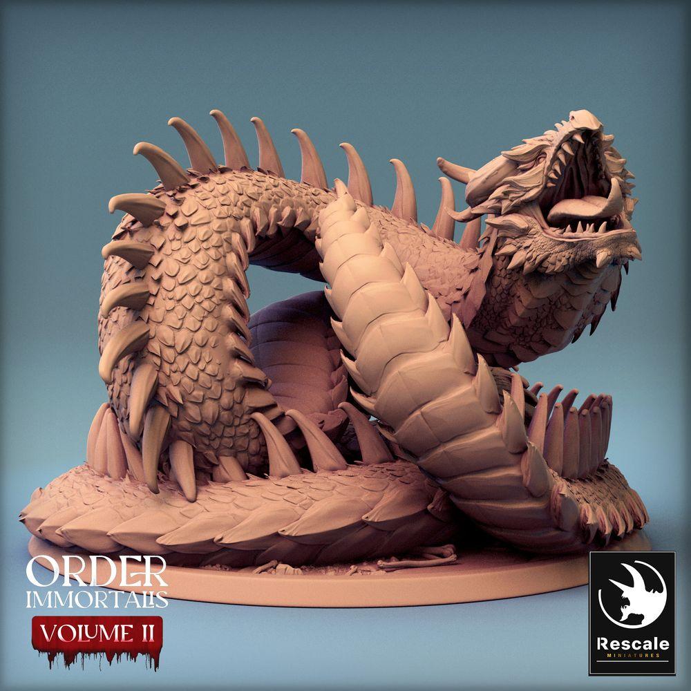 Photo de produit Tabletop 28mm Lord of the Print (LotP) 0 : Miniature Tabletop : Lindwurm Dragon serpent, Wyrm monstrueux, miniature de dragon, monstre boss et créature de donjon (24_02_E2)