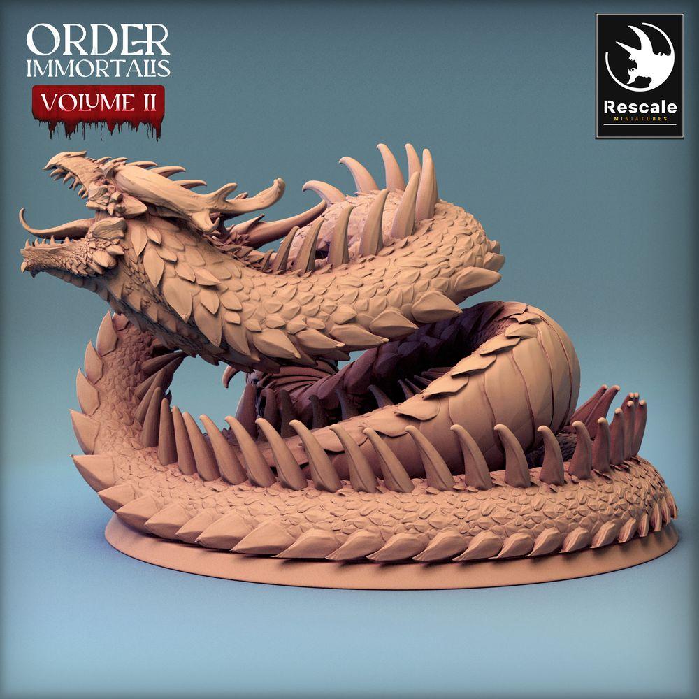 Photo de produit Tabletop 28mm Lord of the Print (LotP) 0 : Miniature Tabletop : Lindwurm Dragon serpent, Wyrm monstrueux, miniature de dragon, monstre boss et créature de donjon (24_02_E2)