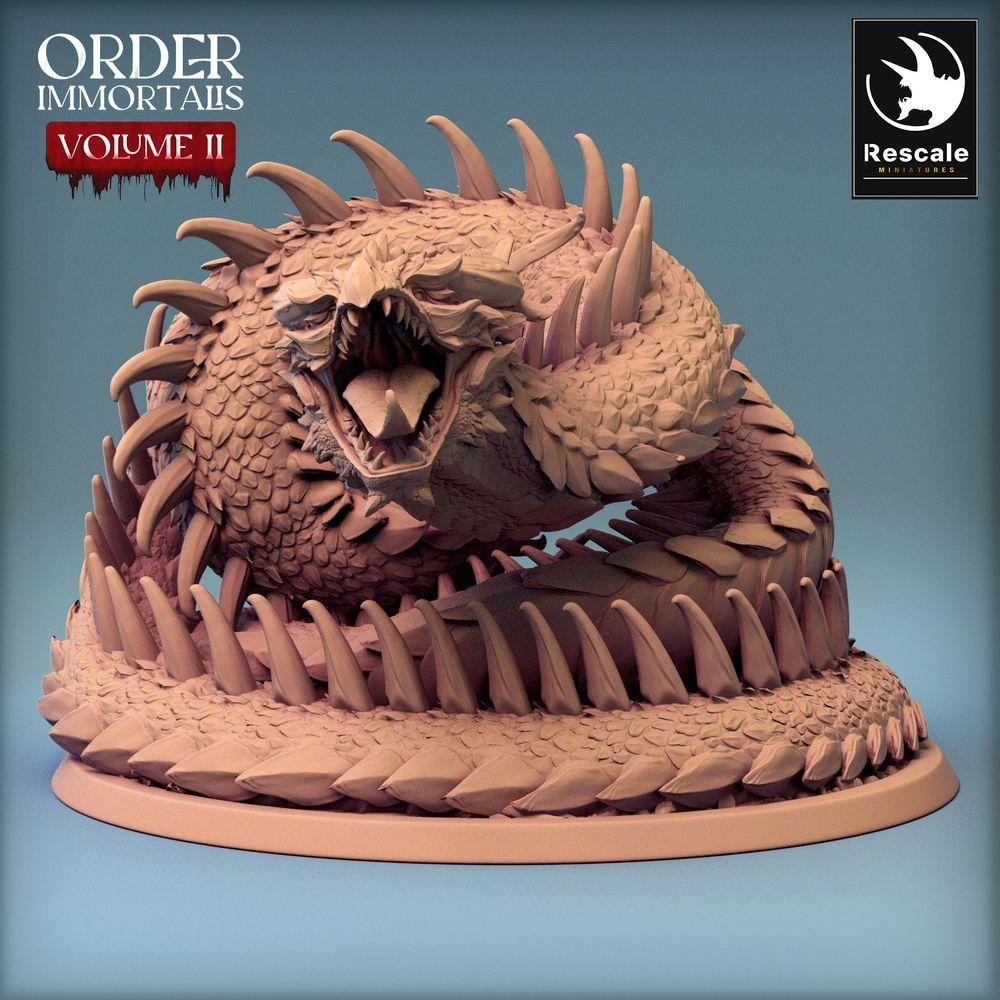 Photo de produit Tabletop 28mm Lord of the Print (LotP) 0 : Miniature Tabletop : Ver de sable géant / ver des cavernes - bête serpent armée de piquants, ver des abîmes (Wyrm), monstre boss (24_02_E3)