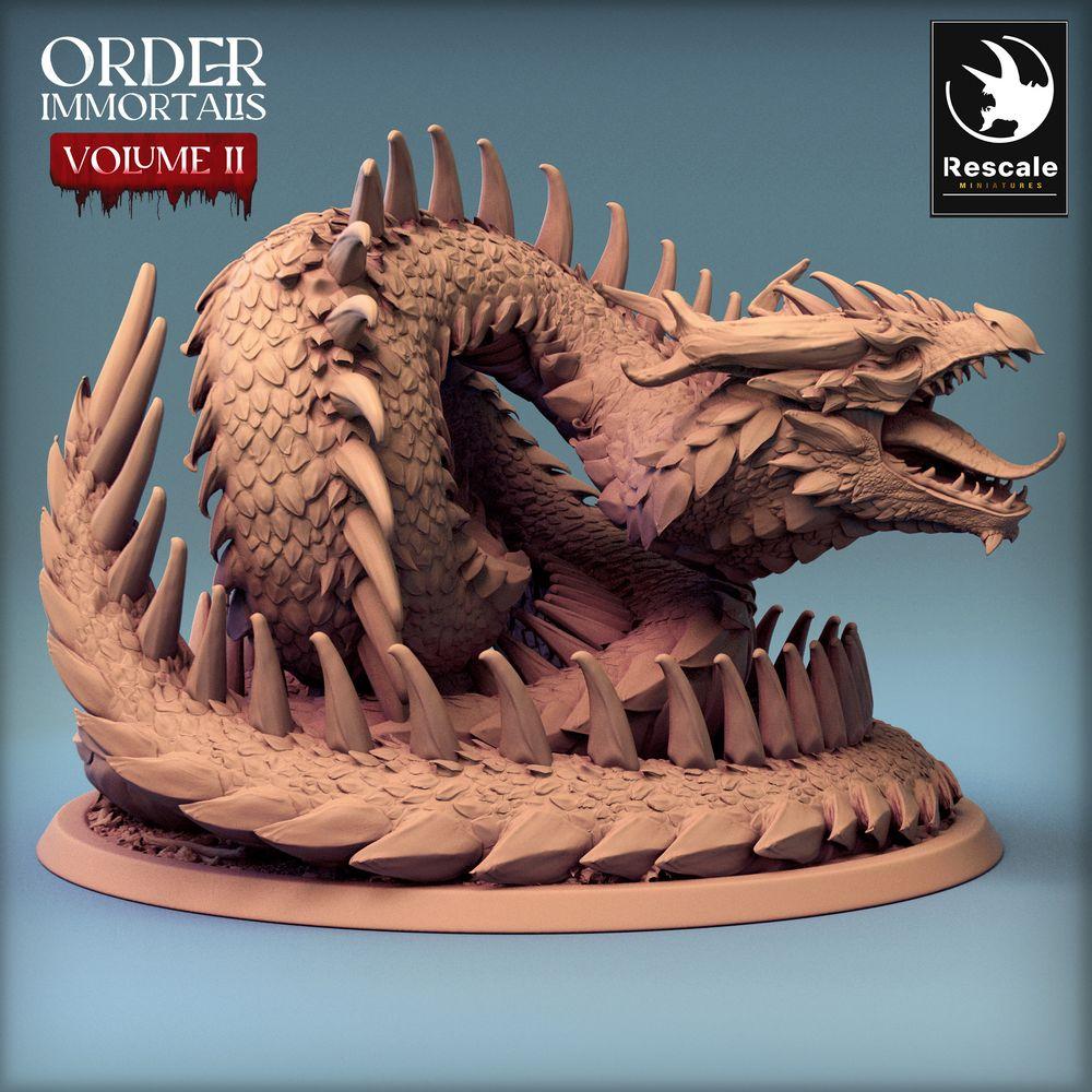 Photo de produit Tabletop 28mm Lord of the Print (LotP) 0 : Miniature Tabletop : Grand ver des sables / ver des cavernes - bête serpent armée de piques, ver des abysses (Wyrm), monstre boss (24_02_E3)