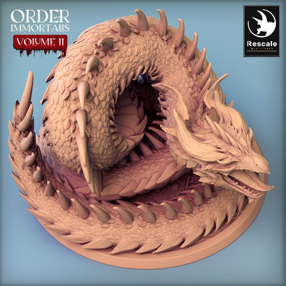 Photo de produit Tabletop 28mm Lord of the Print (LotP) 0 : Miniature Tabletop : énorme ver des sables / ver des cavernes - bête serpent armée de piquants, ver des abîmes (Wyrm), monstre boss (24_02_E3)