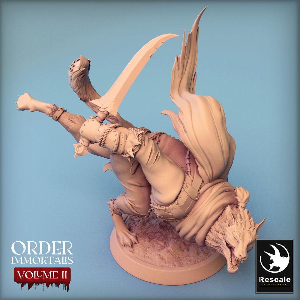 Photo de produit Tabletop 28mm Lord of the Print (LotP) 0 : Miniature Tabletop : Guerrier Loup-Garou avec Sabre Courbe, Barbare Homme-Loup, Guerrier Loup-Garou (24_02_C1)