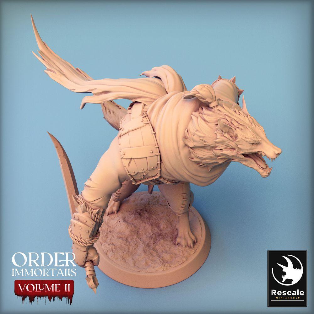 Photo de produit Tabletop 28mm Lord of the Print (LotP) 0 : Miniature Tabletop : Barbare Loup-Garou avec Sabre Courbe - Guerrier des Bêtes, Homme-Chacal/Homme-Hyène Voleur, Mercenaire, Skirmisher, Barbare Loup-Garou (24_02_C5)