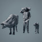 Figur d'Animal de Ferme : Vache et Veau 2 - Red Devon Cow (a032)