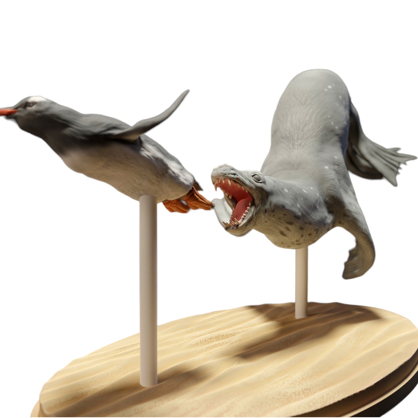 Photo du produit Diorama et modélisme Figurine miniature : Phoque chassant un pingouin, figurine animale