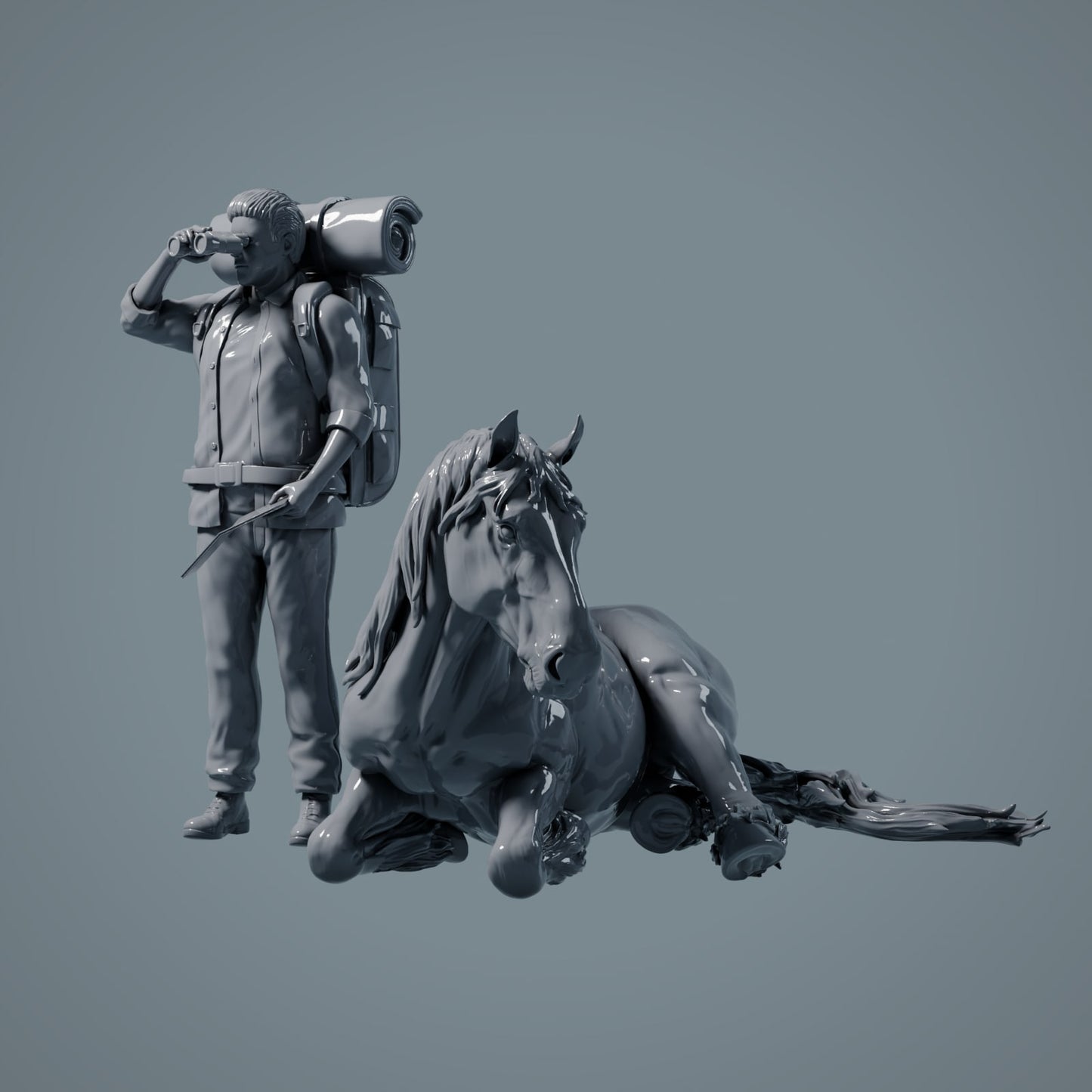 Figur d'animal de ferme : cheval couché, jument - Suffolk Punch (a013)