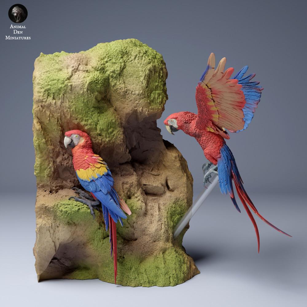 Photo du produit figurine animale Animal Den Miniatures 2 : figurine animale de jungle : aras écarlates (24_04_09)