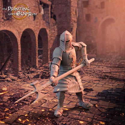 Photo du produit figurine historique médiévale échelle 75mm The Printing Goes Ever On (TPGEO) 0 : Figurines de chevaliers médiévaux chevalier avec lance A - Guerrier de Gonthan