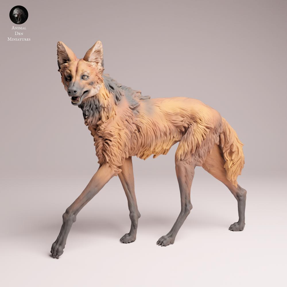 Photo de produit Tabletop 28mm Lord of the Print (LotP) 3 : Figurine animale : Loup à crinière - debout (25_12_03)