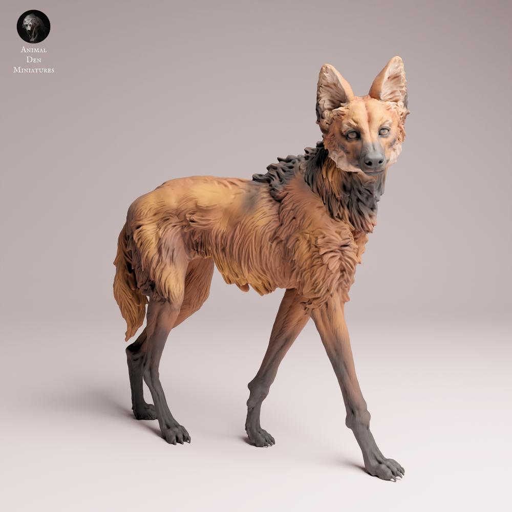 Photo de produit Tabletop 28mm Lord of the Print (LotP) 3 : Figurine d'animal sauvage : Loup à crinière - debout (25_12_02)