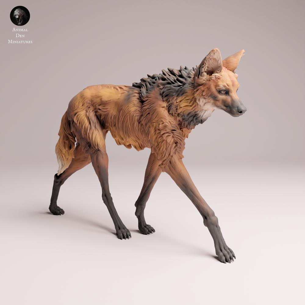 Image de produit Tabletop 28mm Lord of the Print (LotP) 3 : Figurine d'animal sauvage : Loup à crinière - en marche (25_12_04)