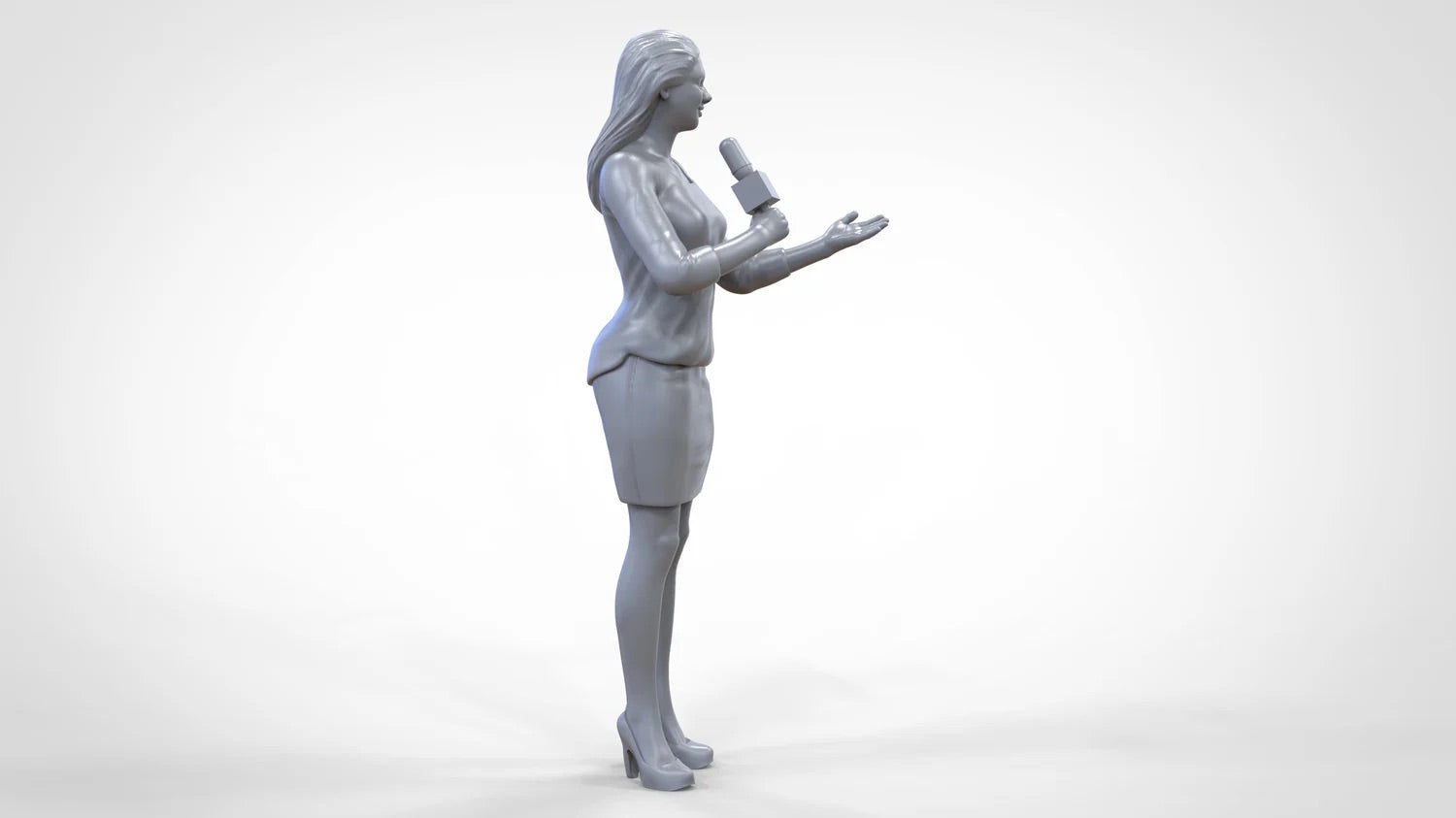 Photo du produit Diorama et modélisme Figurine miniature : Équipe de reporters - Reportère avec micro