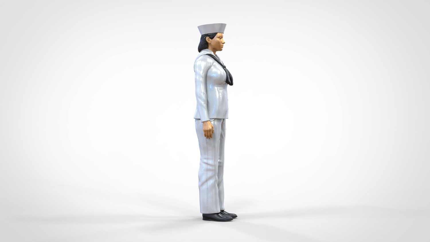 Photo produit 0 : Marin femme : Femme de mer en uniforme se tient en position