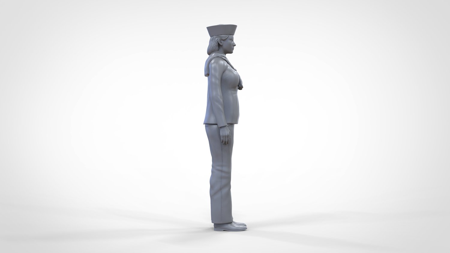 Photo produit 0 : Marin femme : Femme de mer en uniforme se tient en position