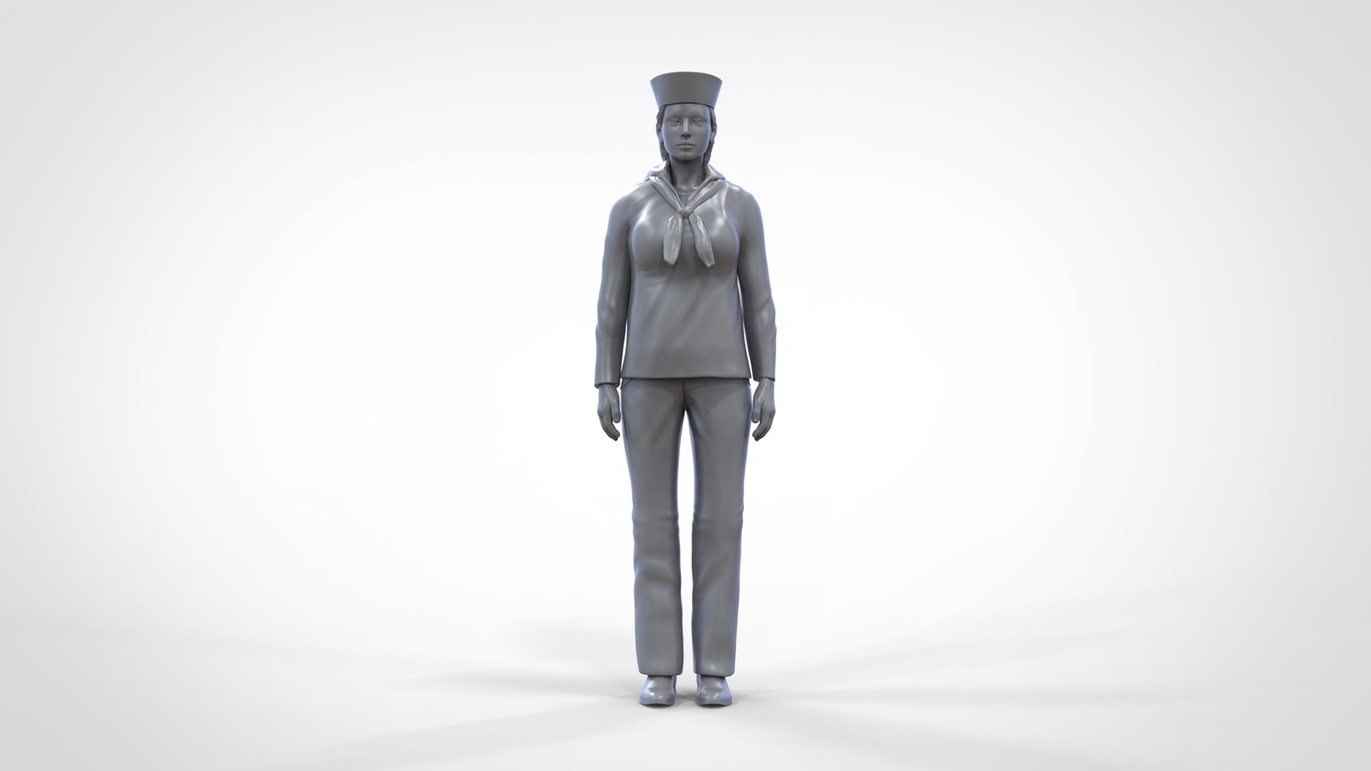 Photo produit 0 : Marin femme : Femme de mer en uniforme se tient en position