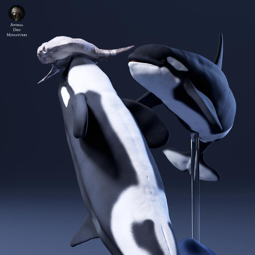 Photo du produit Figurine animale Animal Den Miniatures 6 : animal marin : poisson-lune et orques (26_09_07)