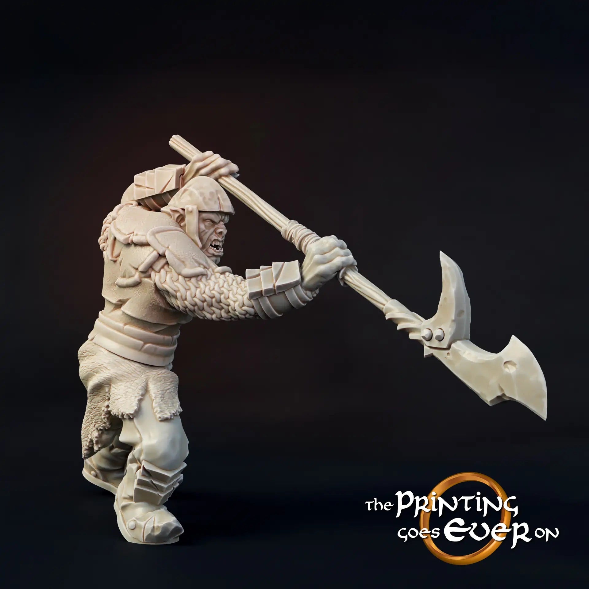 Photo de produit Tabletop 28mm The Printing Goes Ever On (TPGEO) 0 : Commandos Orks : Équipe de combat/ Équipe de pied du Mal - Bannière, tambour et lance