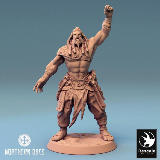 Photo de produit Tabletop 28mm Lord of the Print (LotP) 0 : Figurine fantastique : Orc Warlord, chef de guerre - Guerrier tribal barbare (24_04_F2)