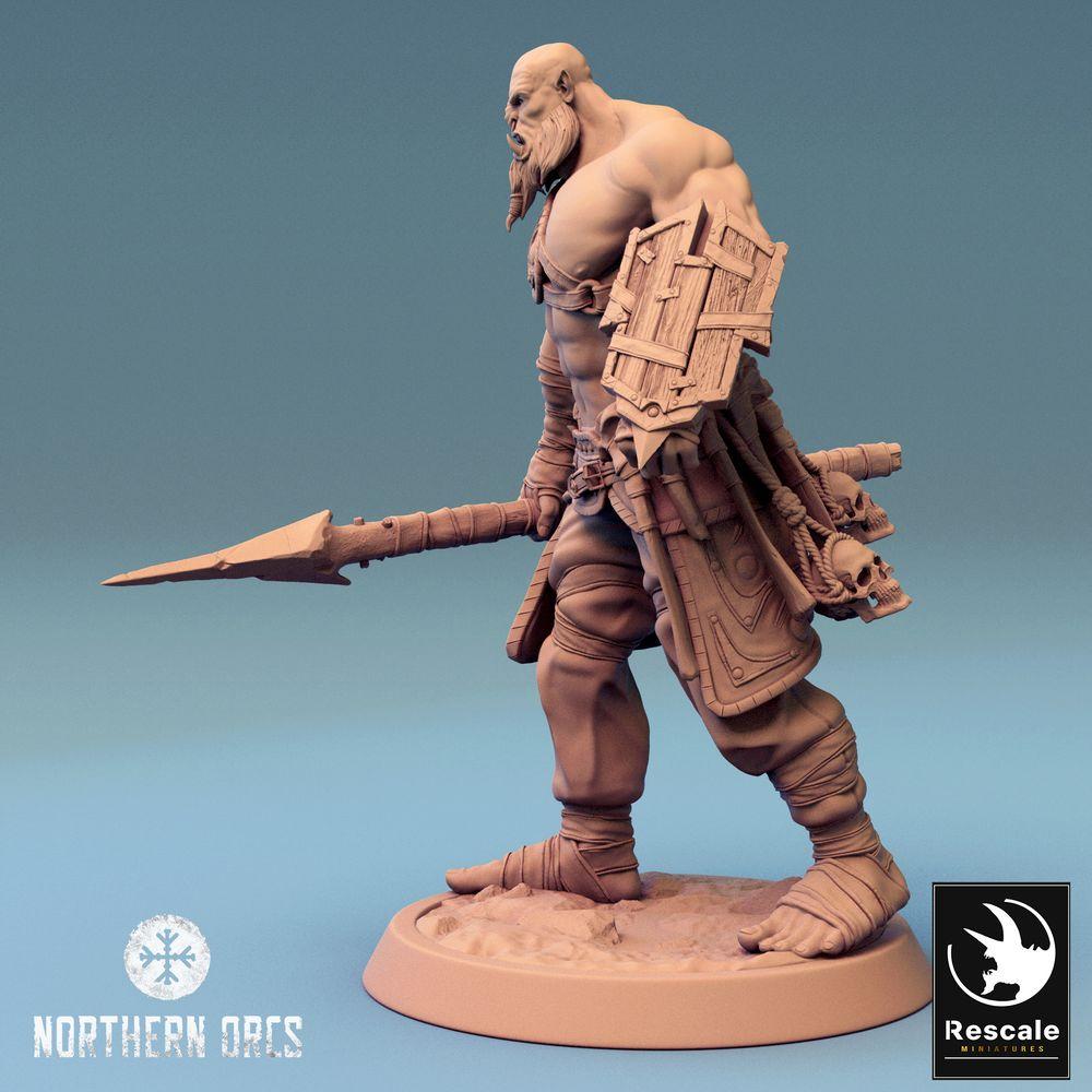Photo de produit Tabletop 28mm Lord of the Print (LotP) 0 : Miniature Tabletop : Guerrier orc et porteur de lance, combattant à hallebarde, soldat orc avec arme d'hast (24_04_K1)