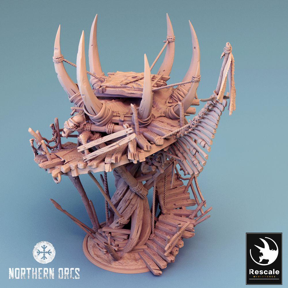 Photo de produit Tabletop 28mm Lord of the Print (LotP) 0 : Terrain Tabletop : Tour de guet orque, plateforme de guerre, tour de trophées, sanctuaire de guerre, poste avancé, Orc Watchtower (24_04_W)