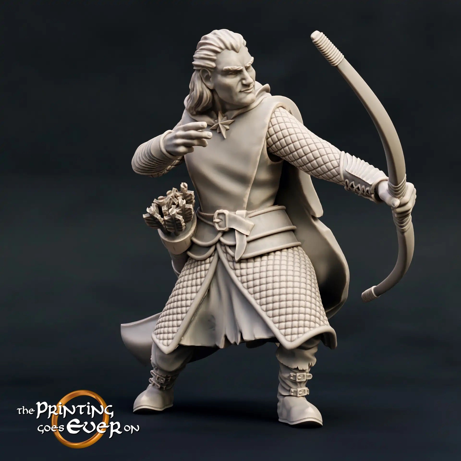 Photo du produit figurine historique médiévale échelle 75mm The Printing Goes Ever On (TPGEO) 0 : Figurines de chevaliers médiévaux Ranger Arc B - modèles 75mm - rangers du Nord