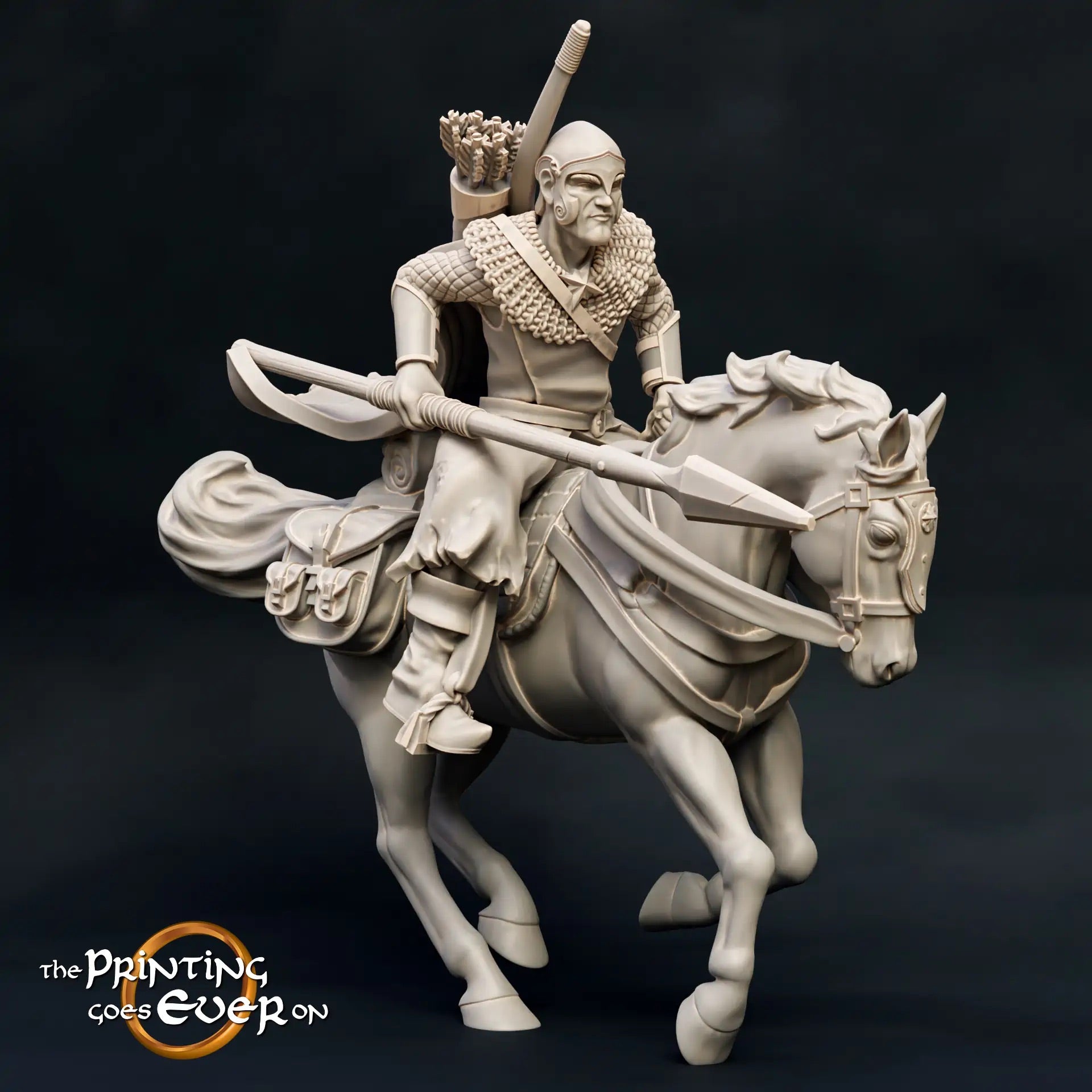 Photo de produit figurine historique médiévale échelle 75mm The Printing Goes Ever On (TPGEO) 0 : Figurines de chevalier médiéval Ranger cavalier lance - modèles 75mm - rôdeurs du Nord