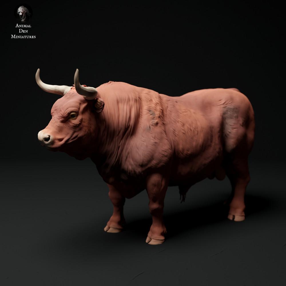Photo produit figurine animale Animal Den Miniatures 2 : figurine animale de ferme : taureau Red Devon (24_01_62)