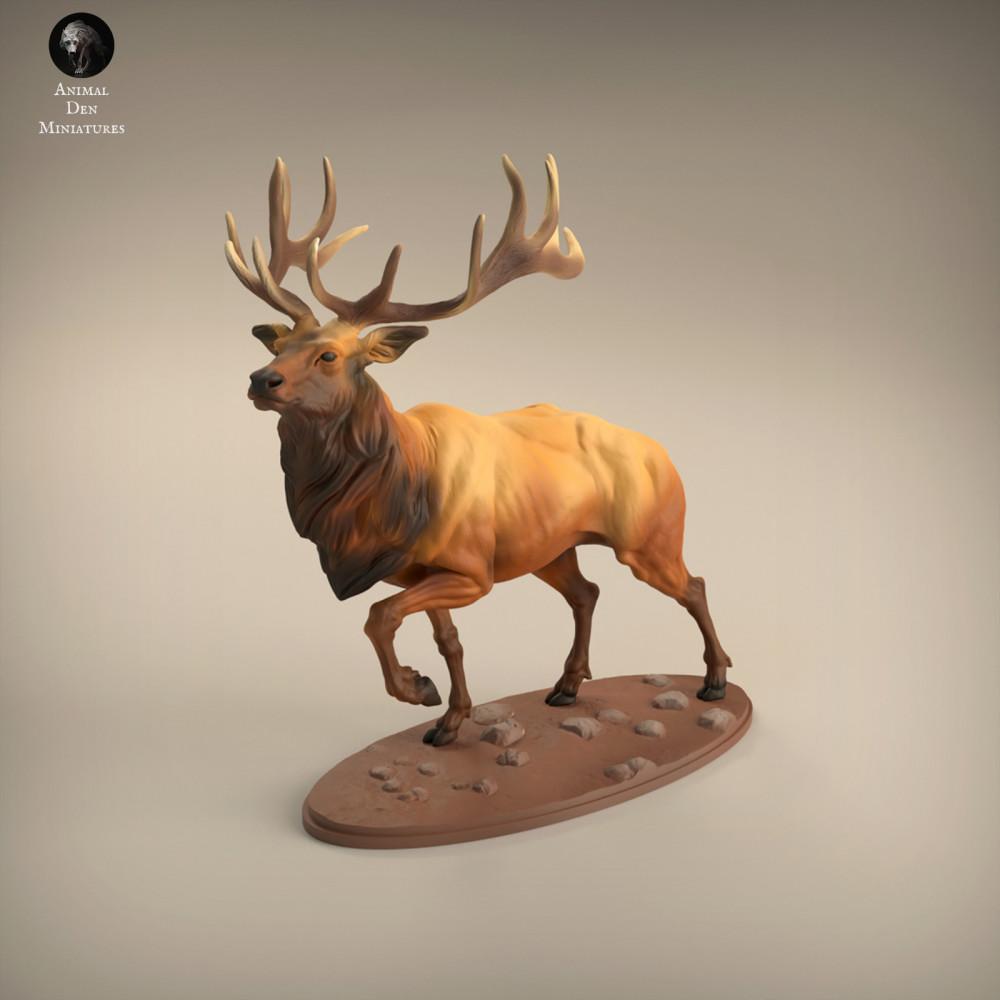 Photo produit figurine animale Animal Den Miniatures 0 : figurine d’animal sauvage : cerf wapiti (22_02_02)