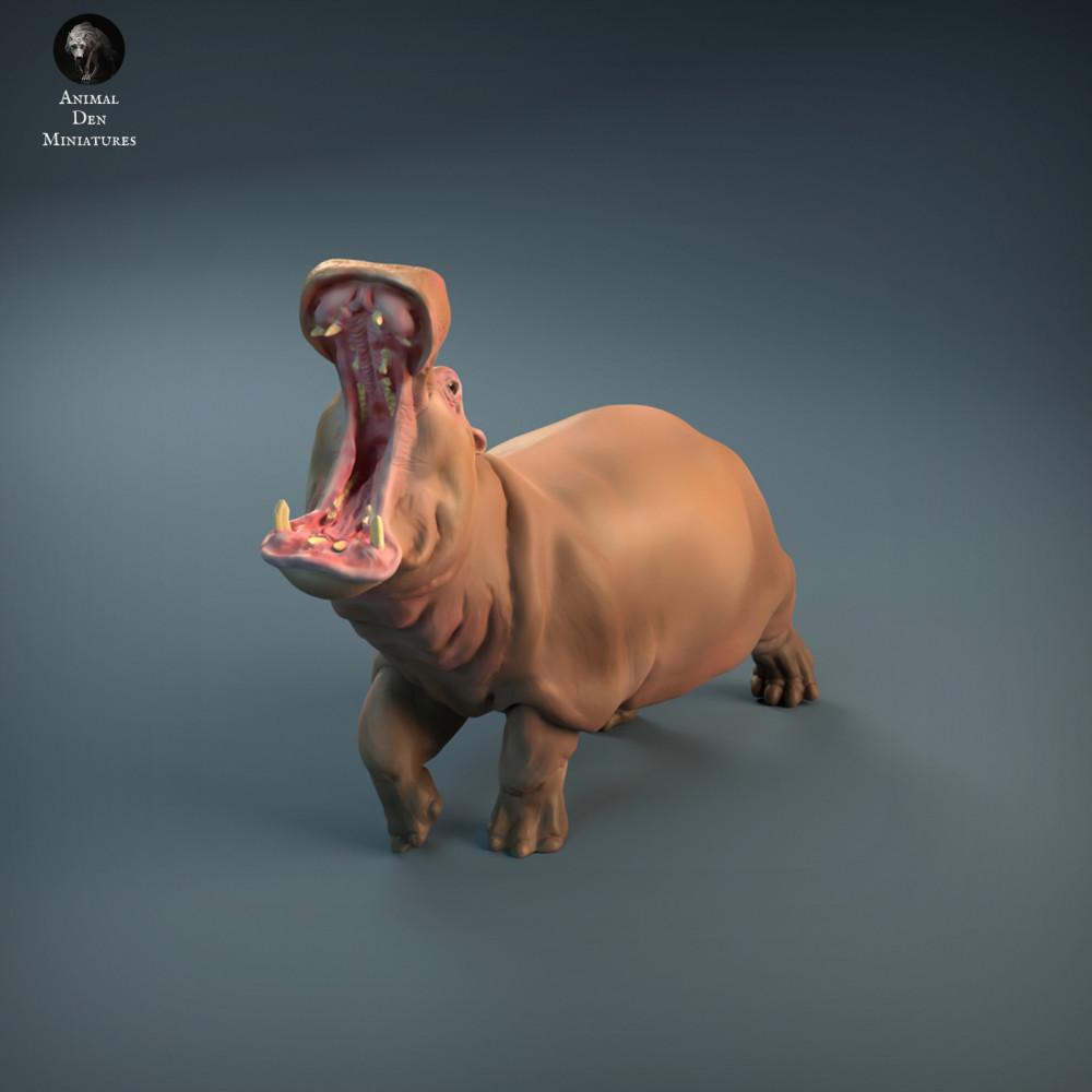 Photo de produit figurine animale Animal Den Miniatures 3 : figurine d’animal sauvage : hippopotame en colère (21_12_04)