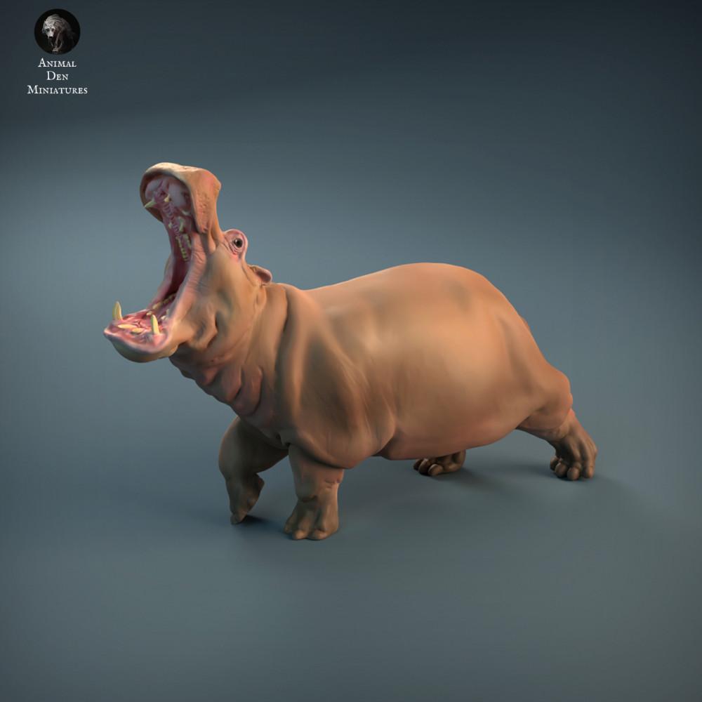 Photo produit figurine animale Animal Den Miniatures 4 : figurine d’animal sauvage : hippopotame furieux (21_12_04)