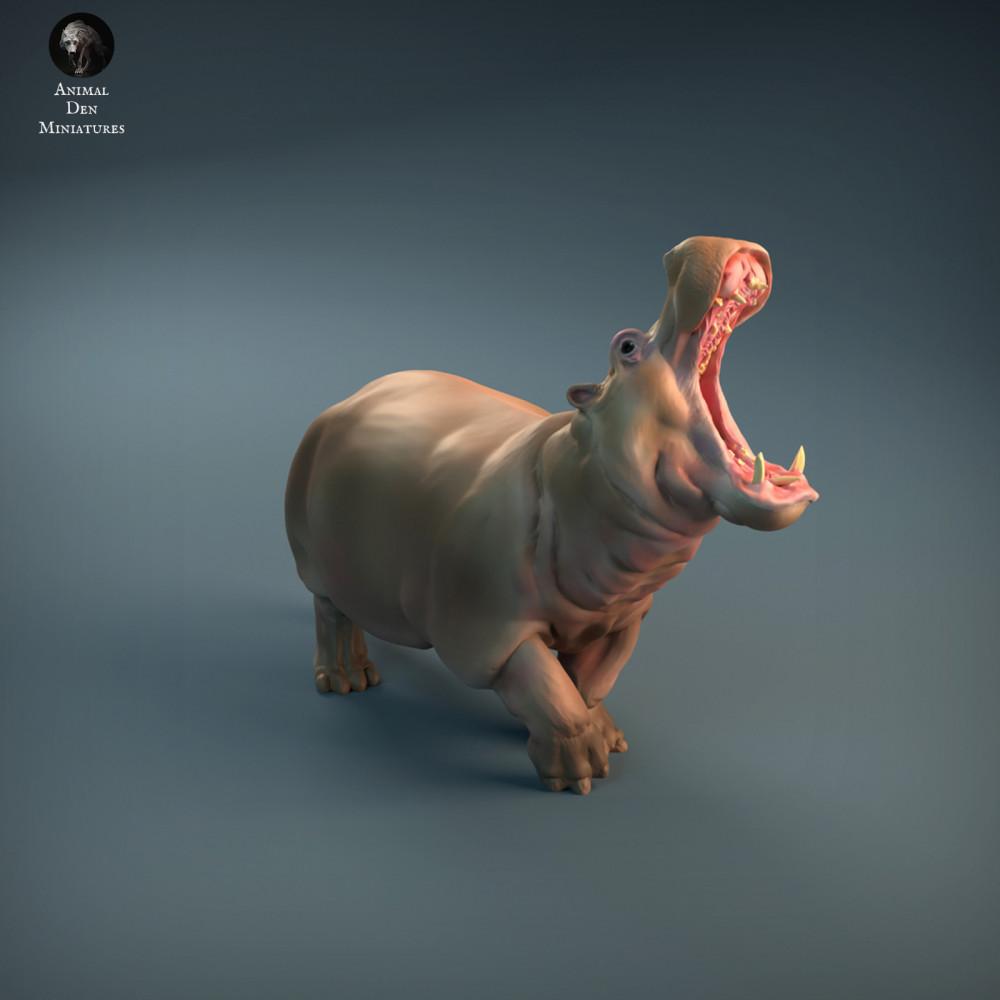Photo produit figurine animale Animal Den Miniatures 5 : figurine d’animal sauvage : hippopotame en colère (21_12_04)