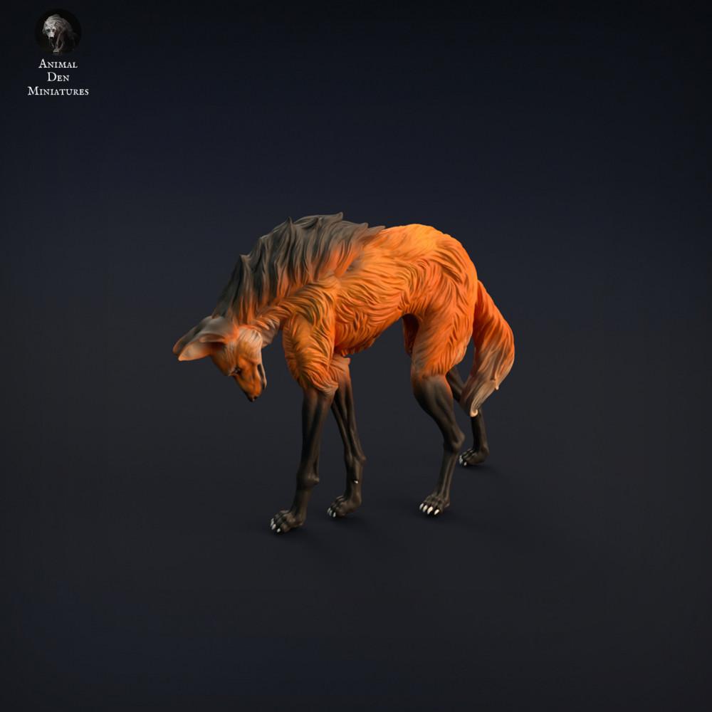 Photo produit figurine animale Animal Den Miniatures 1 : figurine d’animal sauvage : loup à crinière (22_01_01)