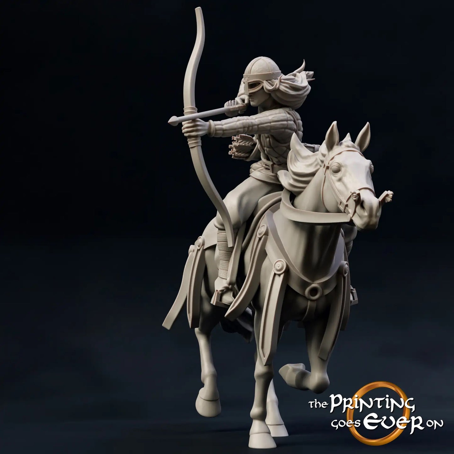 Photo du produit figurine historique médiévale échelle 75mm The Printing Goes Ever On (TPGEO) 0 : Figurines de chevaliers médiévaux cavaliers avec arc - modèles 75mm - guerriers de la Marche